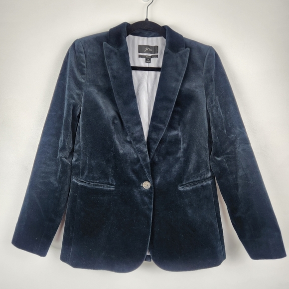 J. Crew Parke Velvet Velour Blazer Blue Size 4 - Picture 1 of 6